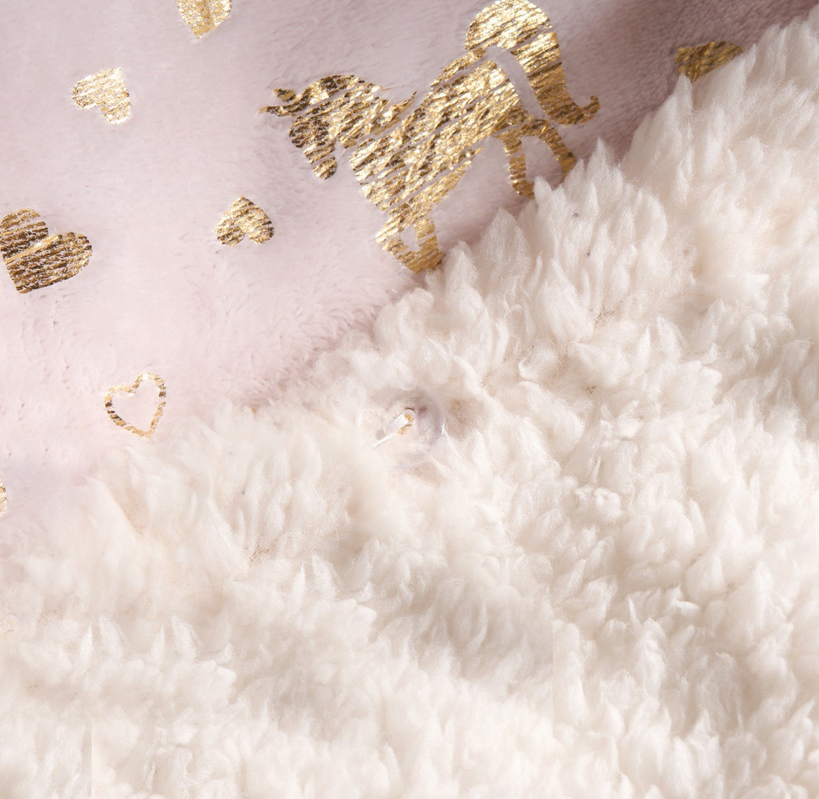 Metallic Heart & Unicorn Fleece Duvet Set - Pink 🇬🇧