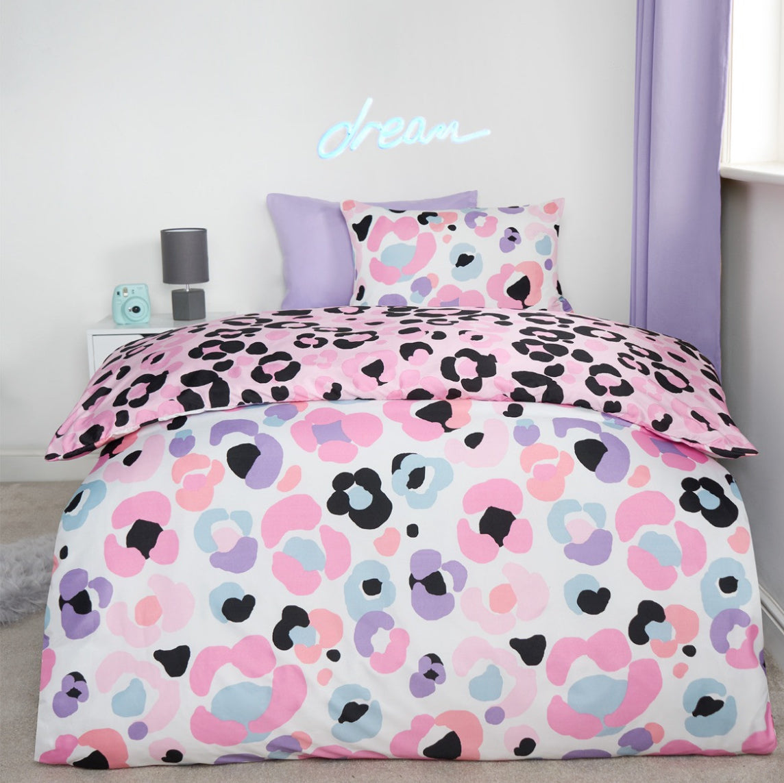 Leopard Print Duvet Cover Set - Pink 🇬🇧