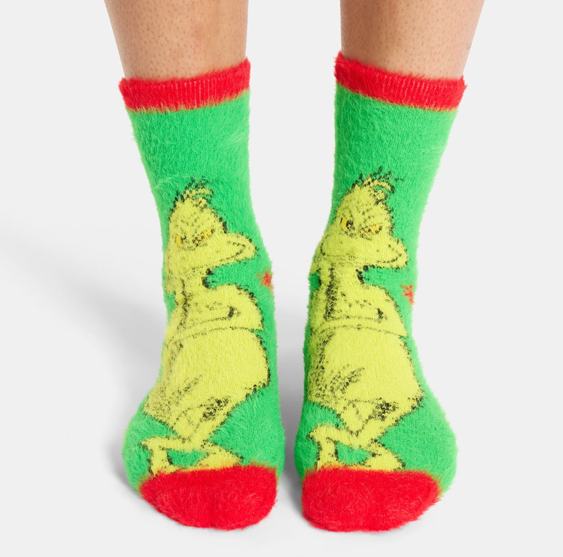 The Grinch Fluffy Socks, Green/Red - 3 Pack 🇬🇧