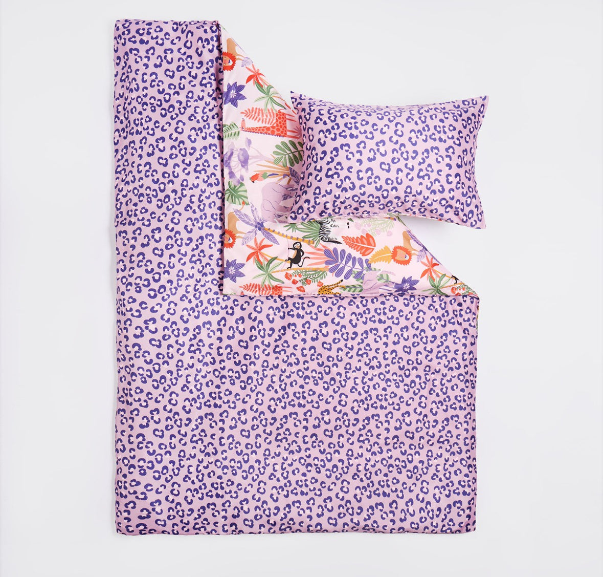 Kids Safari Print Reversible Duvet Cover Set - Purple 🇬🇧