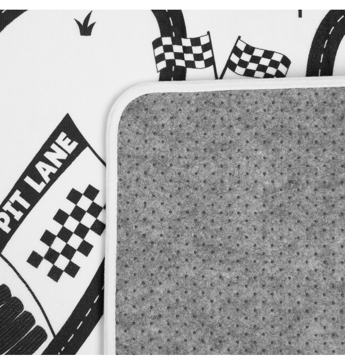 Kids Supersoft Racing Track Printed Rug - Monochrome 🇬🇧