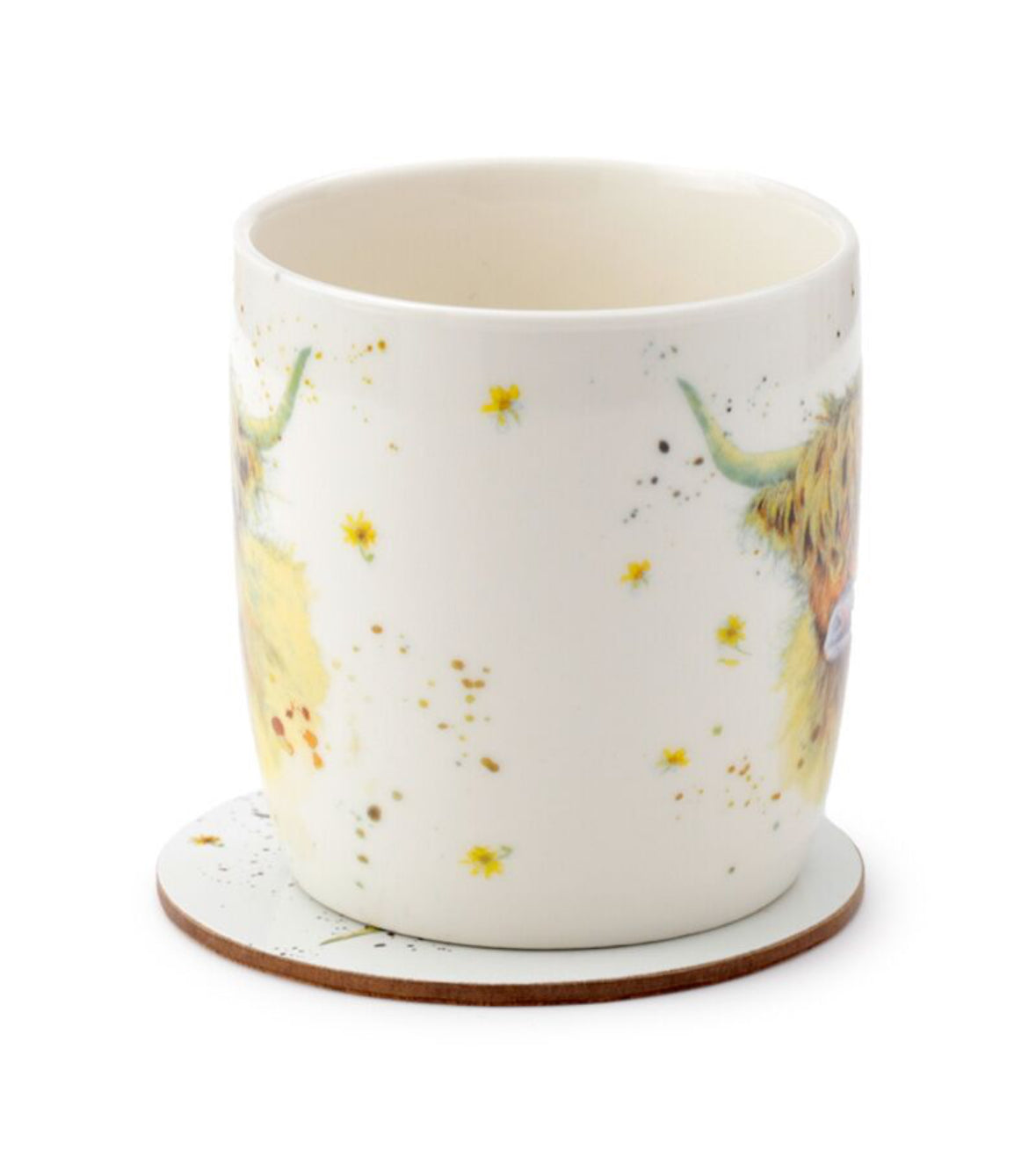 Porcelain Mug & Coaster Set - Jan Pashley Highland Coo Cow 🇬🇧