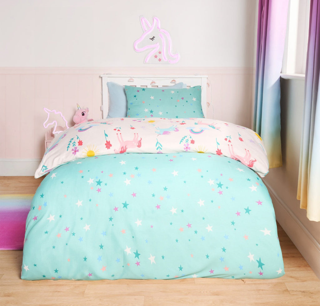 Unicorn Magic Reversible Duvet Cover Set - Pink/Blue 🇬🇧