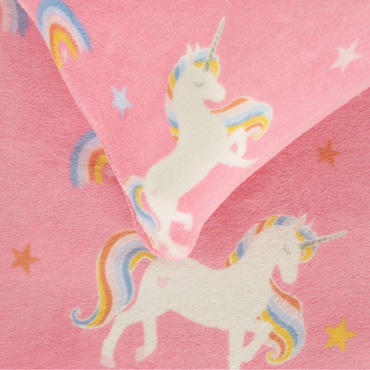 Unicorn Print Fleece Duvet Set - Pink, single 🇬🇧