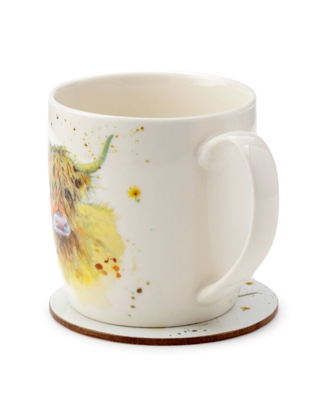 Porcelain Mug & Coaster Set - Jan Pashley Highland Coo Cow 🇬🇧