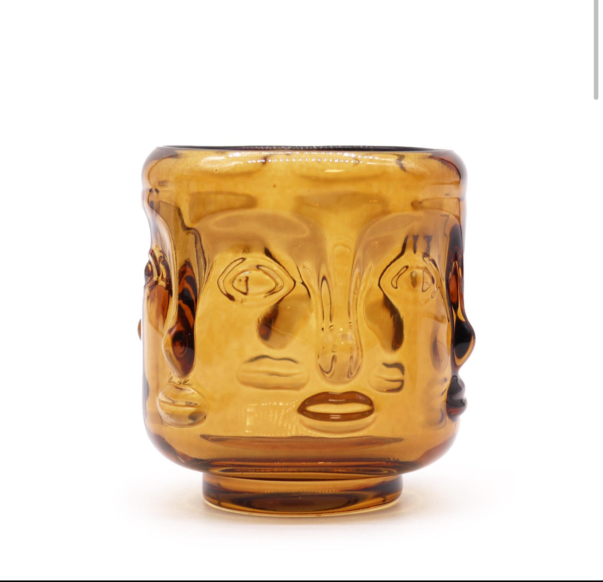 2x Buddha Faces Candle Jar - Antique Amber 🇬🇧