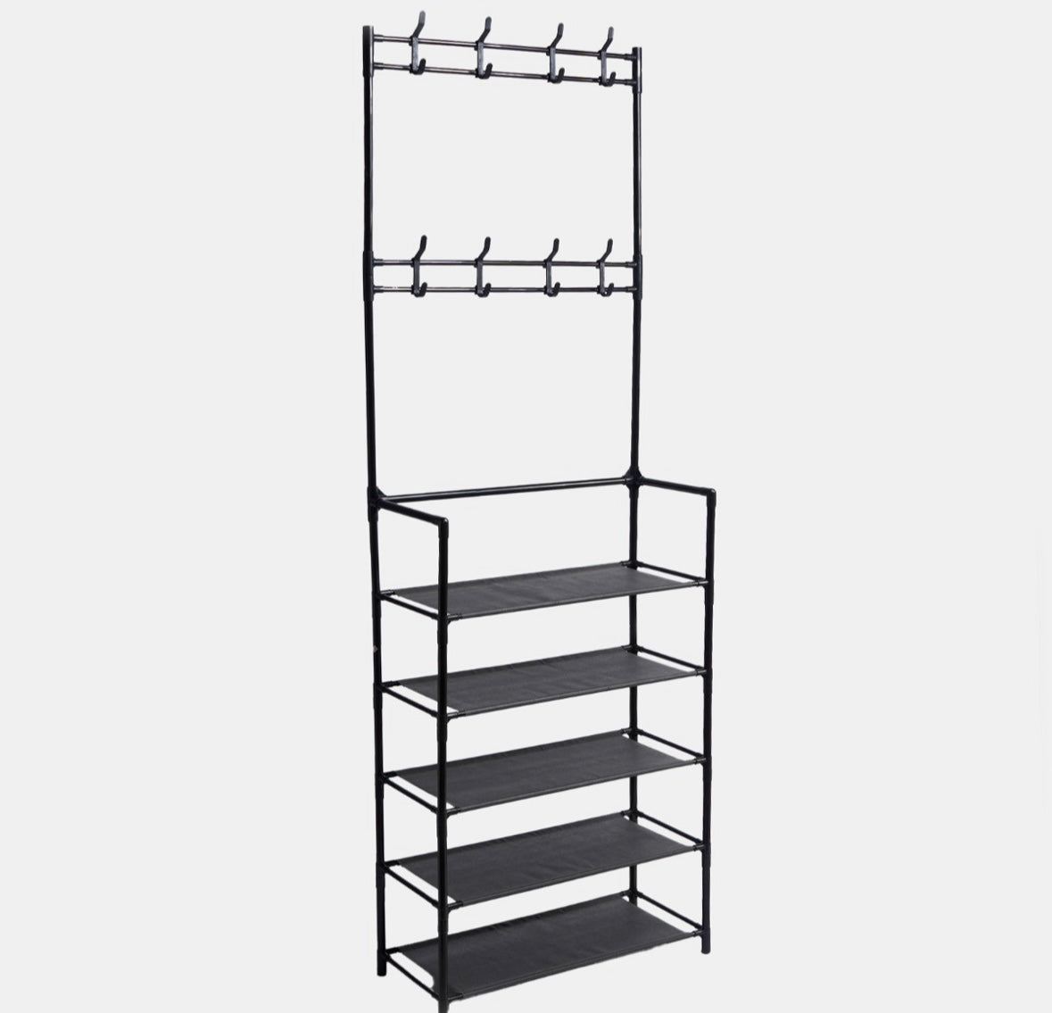 16 Hook Garment Rack with Shelving - Black 🇬🇧