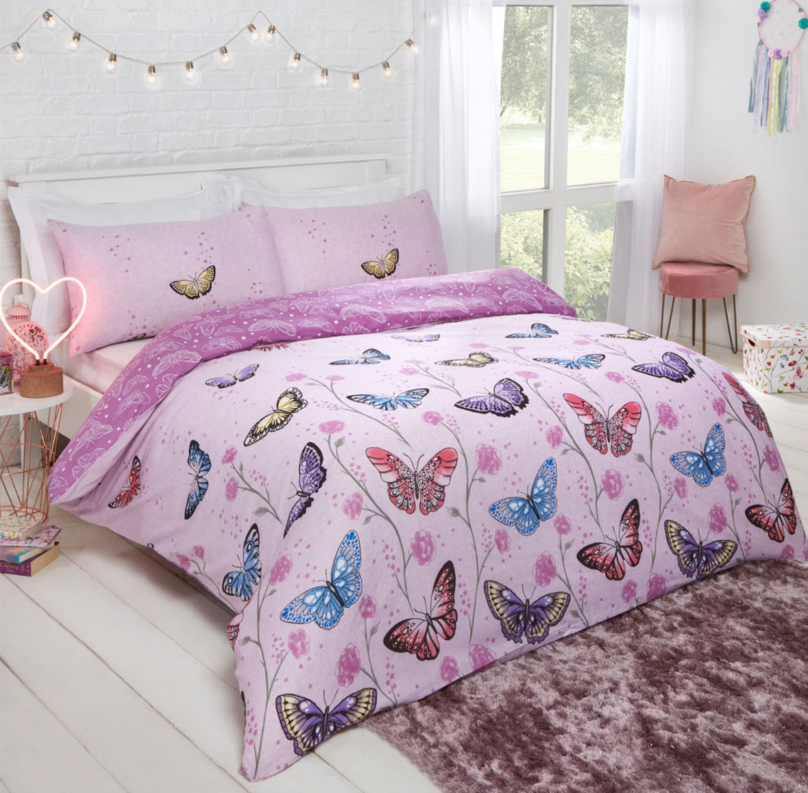Butterfly Heaven Reversible Duvet Set - Purple 🇬🇧