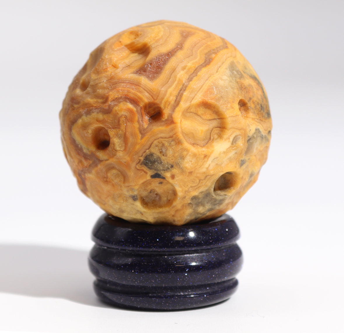 Crazy Lace Jasper Planet on a Sola Goldstone Stand (MERCURY) 🇬🇧