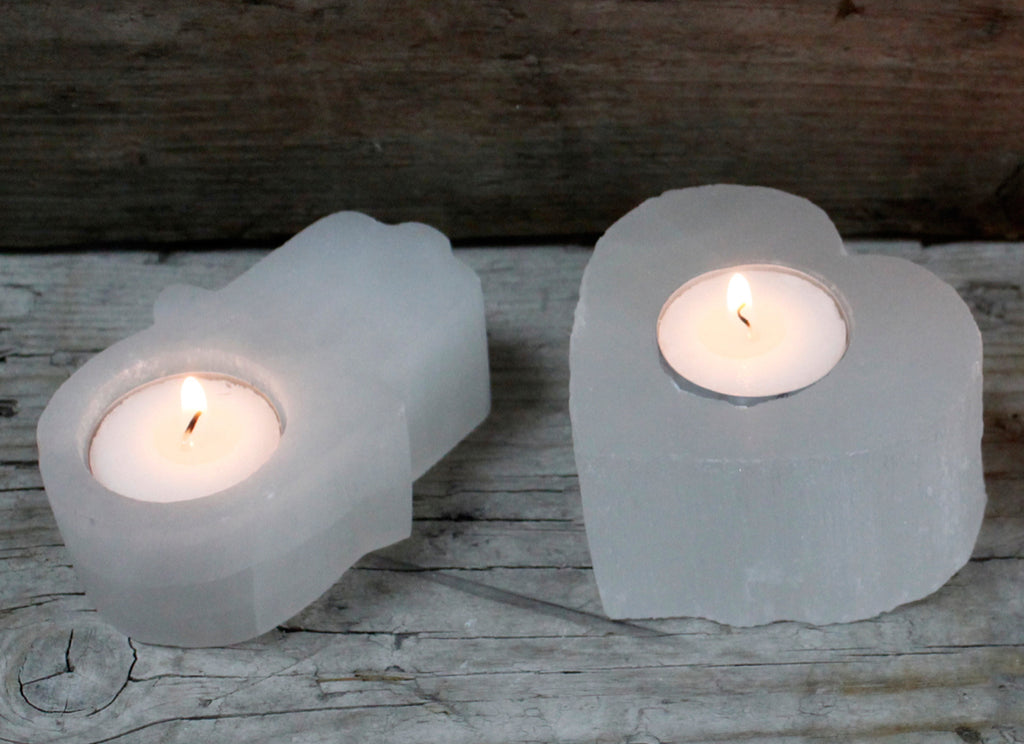 Selenite Heart Candle Holder 🇬🇧