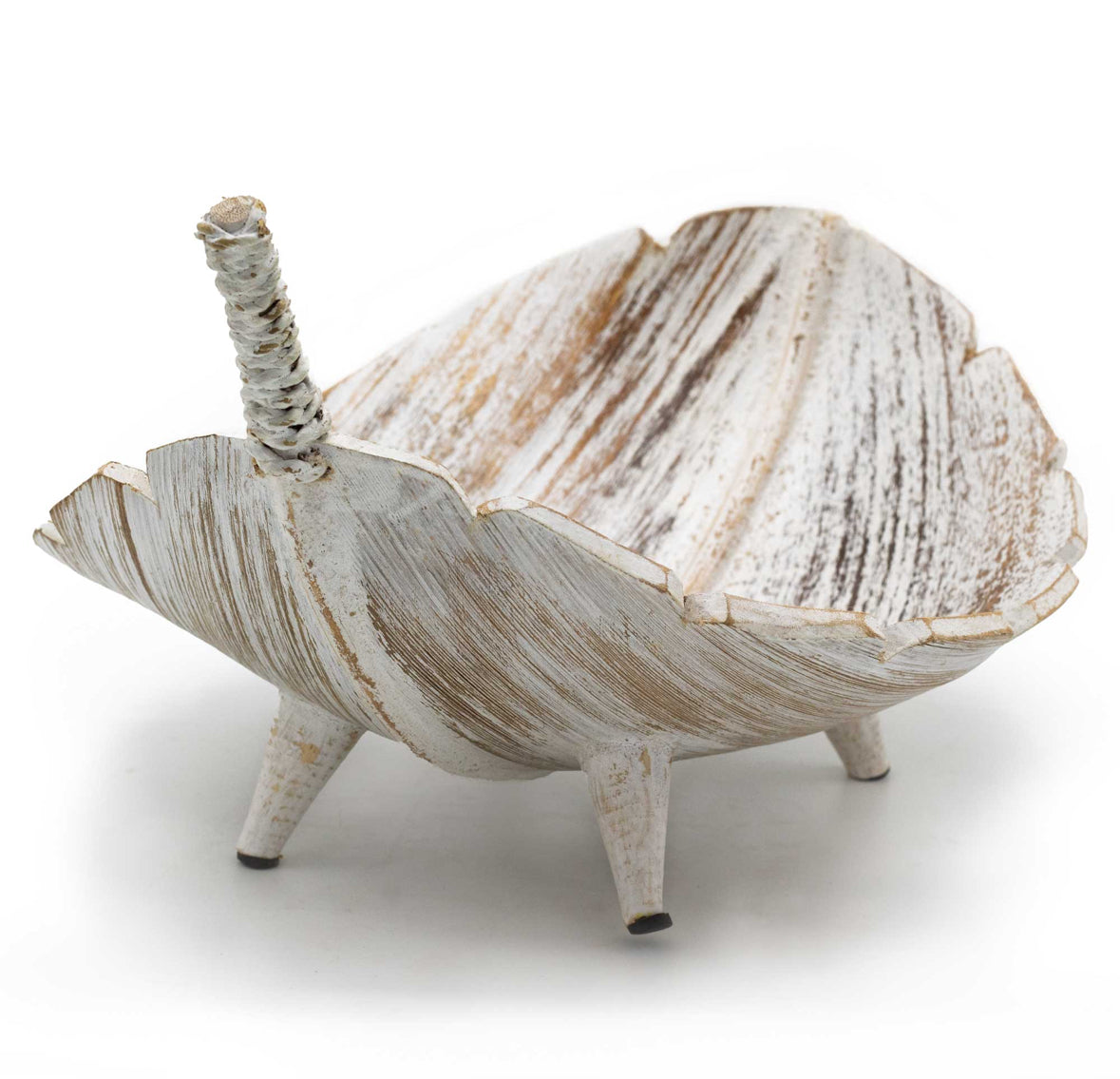 Coconut Leaf Large Fruit Bowl - Whitewash 🇬🇧