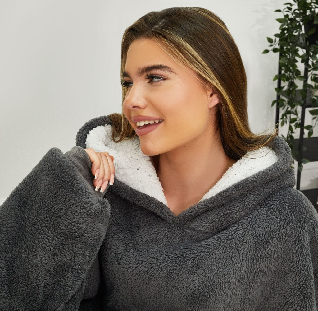 Teddy Fleece Sherpa Reverse Hoodie Blanket 🇬🇧
