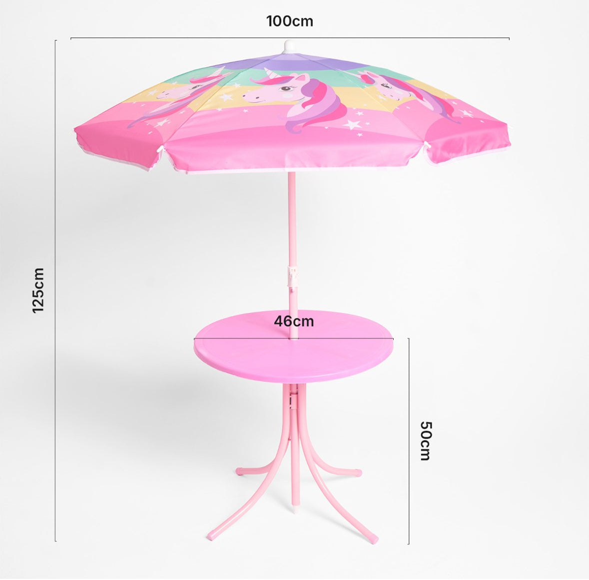Kids Unicorn Print Bistro Set with Parasol - Pink 🇬🇧