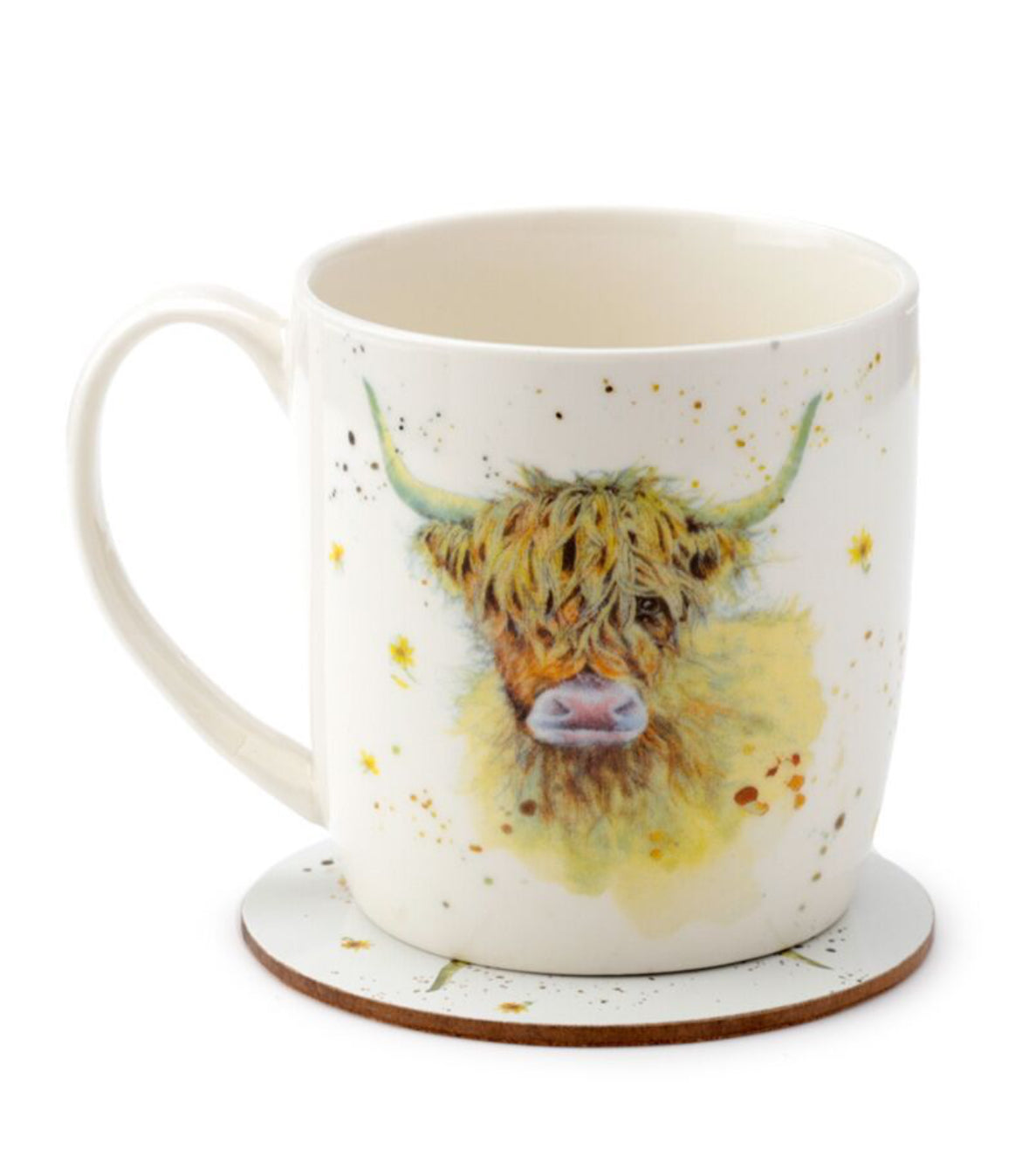 Porcelain Mug & Coaster Set - Jan Pashley Highland Coo Cow 🇬🇧