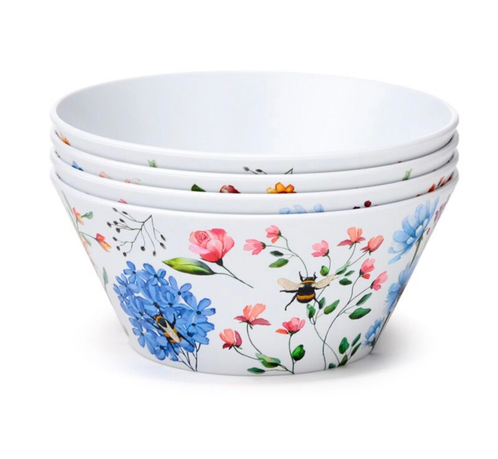 Recycled RPET Set of 4 Picnic Bowls - Nectar Meadows 🇬🇧