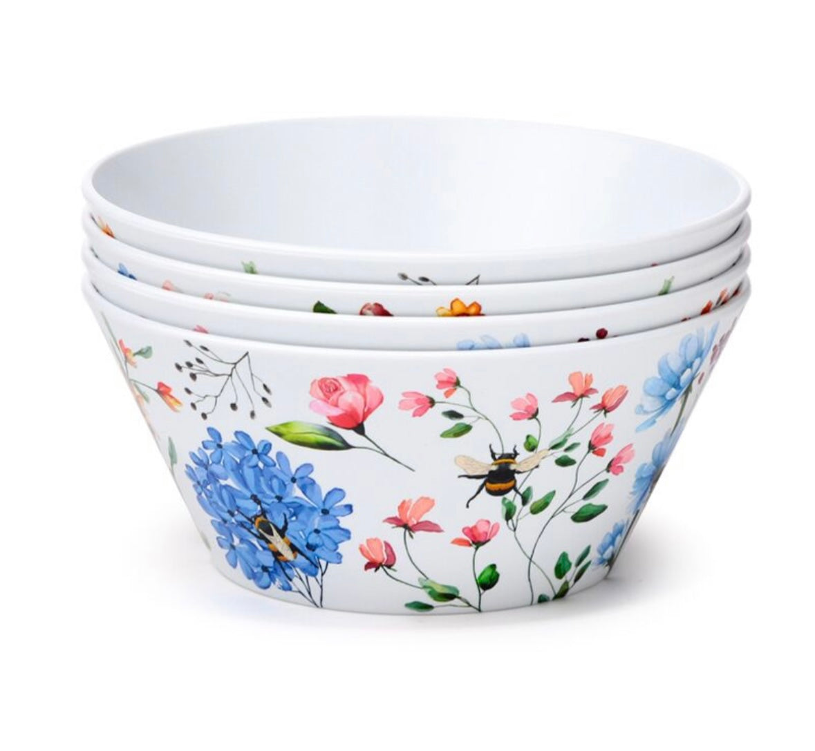 Recycled RPET Set of 4 Picnic Bowls - Nectar Meadows 🇬🇧