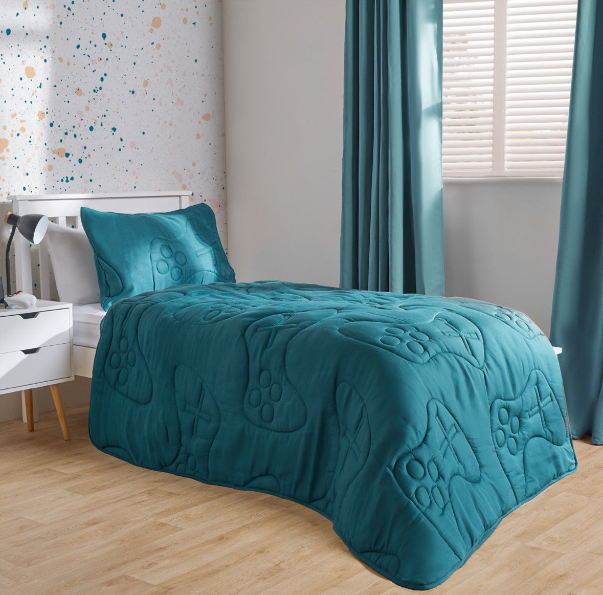 Gaming Quilted 7.5 Tog Duvet Set - Teal 🇬🇧