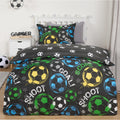 Football Graphic Reversible Duvet Cover Set - Black double 🇬🇧