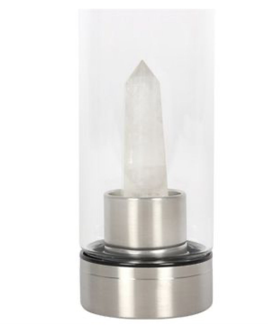 Clear Quartz Energising Glass Water Bottle 🇬🇧