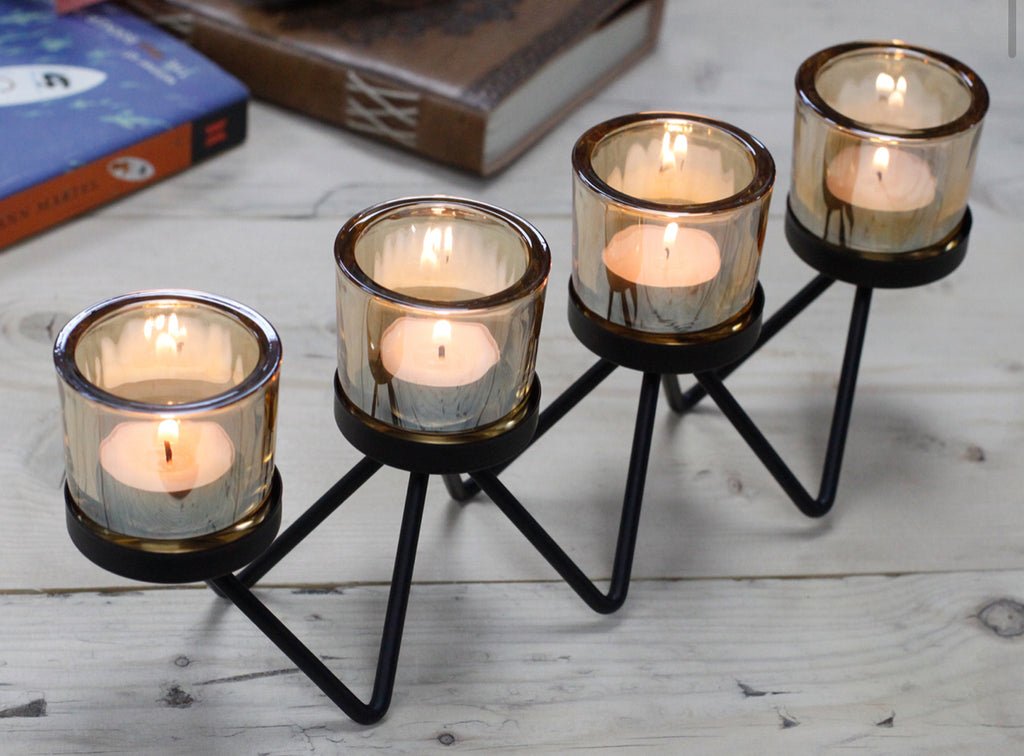 Centrepiece Iron Votive Candle Holder - 4 Cup Zig Zag 🇬🇧