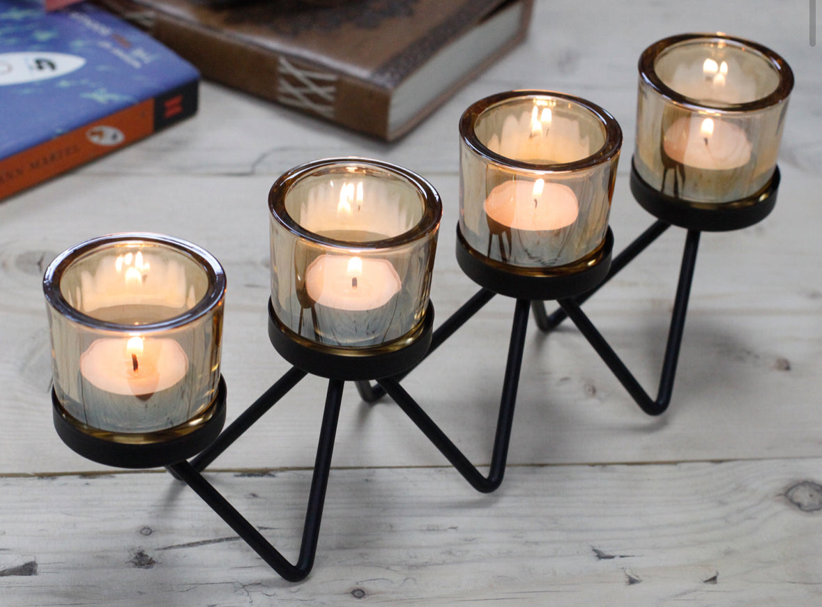 Centrepiece Iron Votive Candle Holder - 4 Cup Zig Zag 🇬🇧