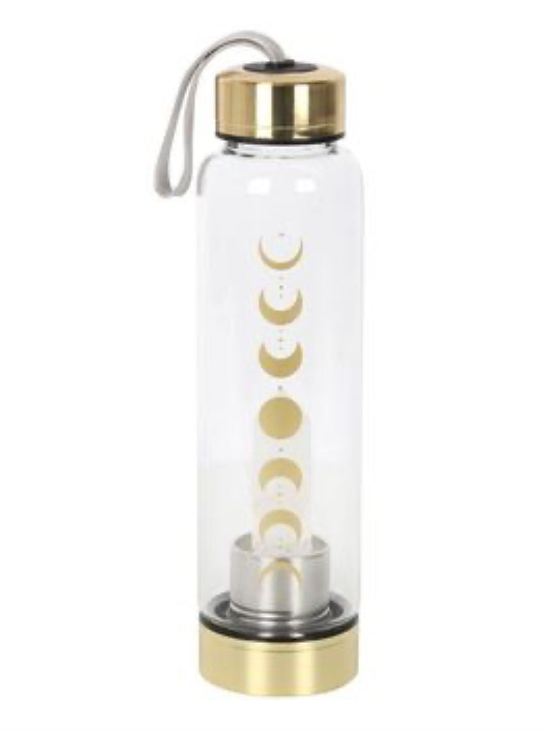 Quartz Moon Phase Glass Water Bottle 🇬🇧