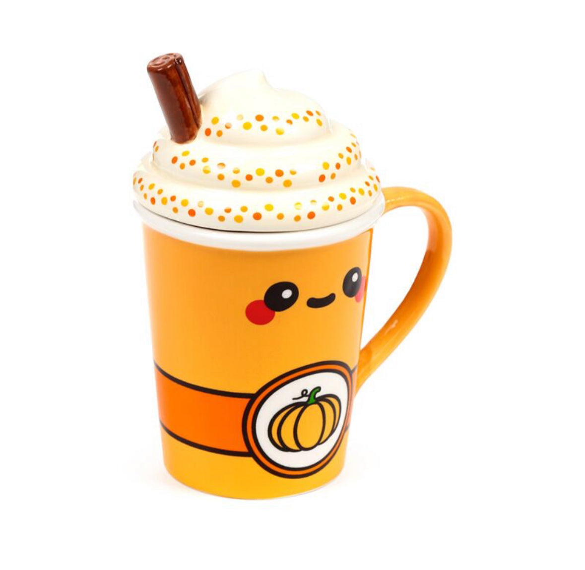 Ceramic Lidded Mug - Hazel the Pumpkin Spiced Latte Foodiemals 🇬🇧