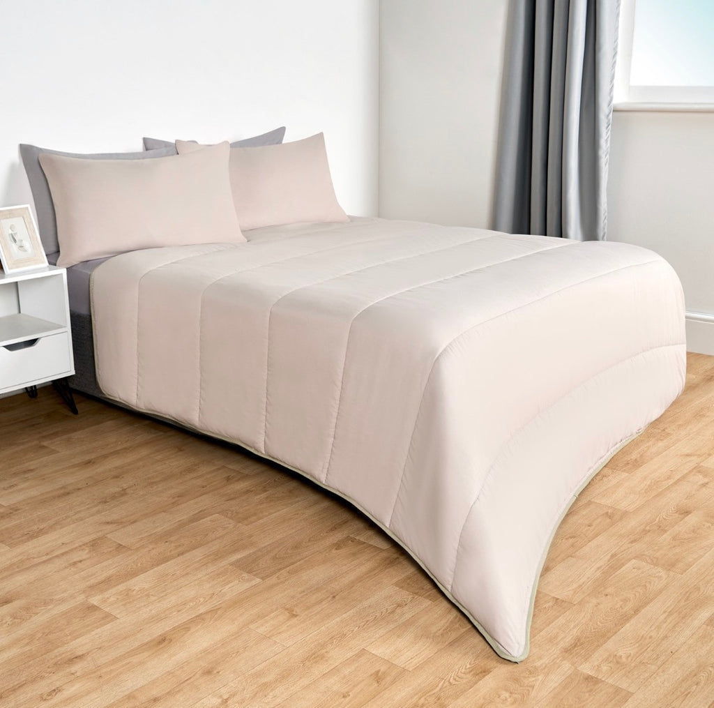 Coverless 10.5 Tog Reversible Duvet & Pillowcase - Sage/Natural 🇬🇧