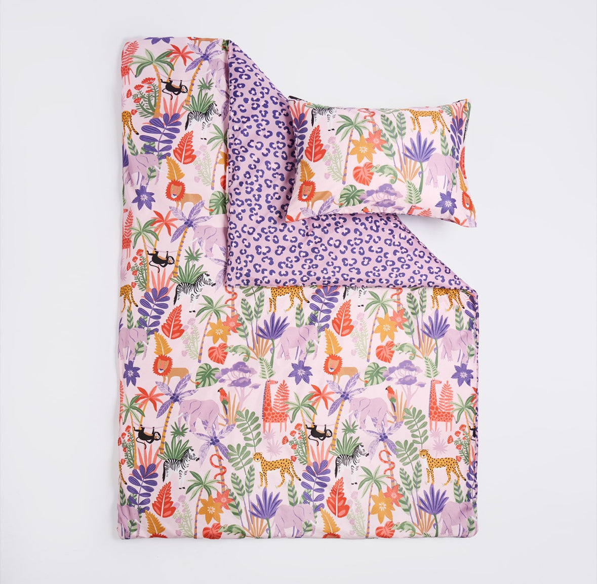 Kids Safari Print Reversible Duvet Cover Set - Purple 🇬🇧
