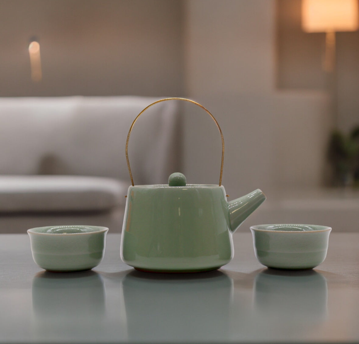 Herbal Jade Teapot Set - Pot & Two Cups 🇬🇧
