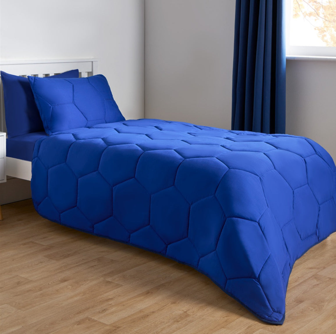 Coverless Honeycomb Quilted 7.5 Tog Duvet Set double - Blue 🇬🇧