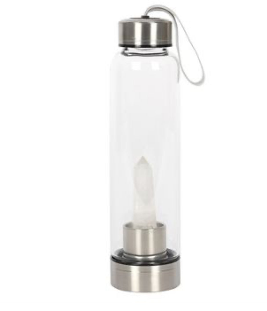 Clear Quartz Energising Glass Water Bottle 🇬🇧