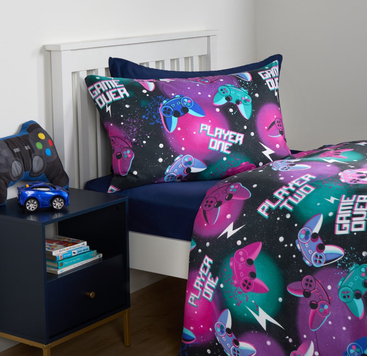 Neon Gaming Check Reversible Duvet Cover Set 🇬🇧