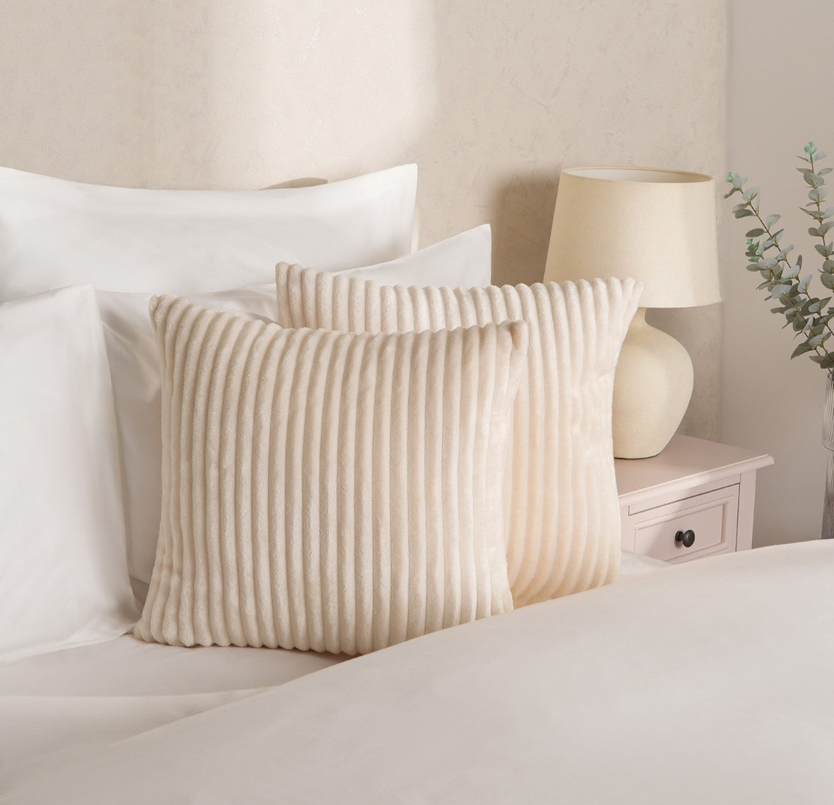 Jumbo Cord Ribbed Cushion Covers - Cream 🇬🇧