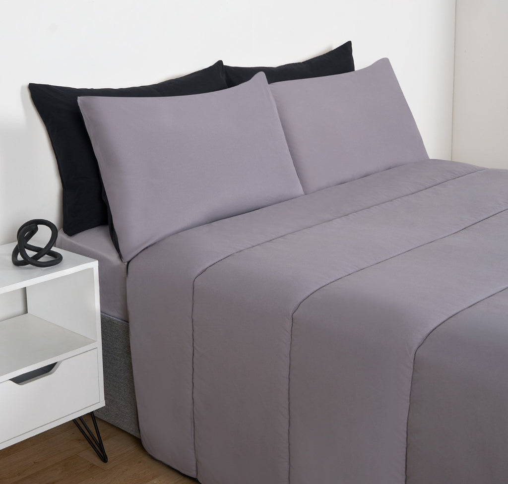 Coverless 10.5 Tog Reversible Duvet & Pillowcase - Black/Grey 🇬🇧