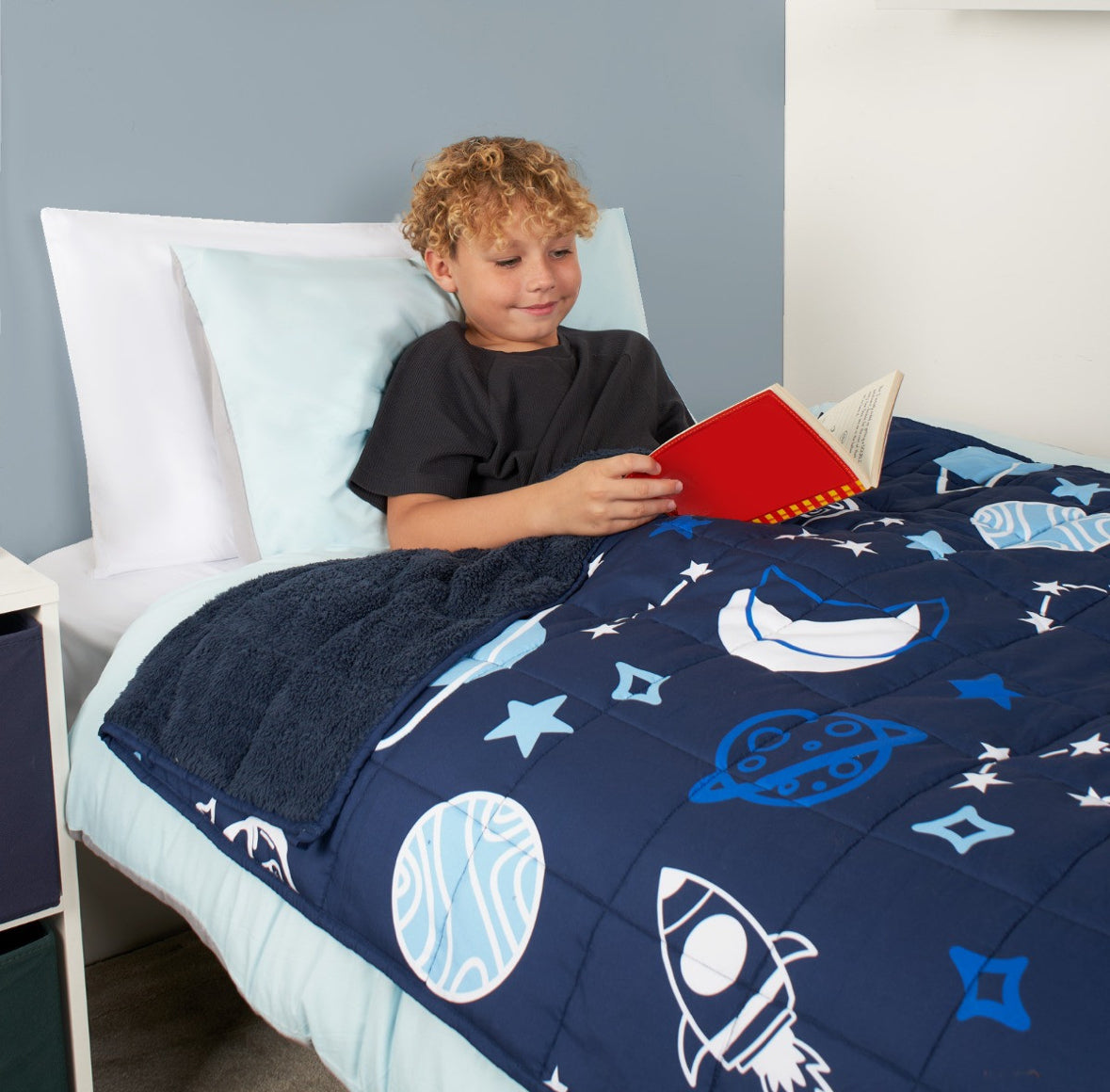 Kids Teddy Fleece Space Weighted Blanket, Navy - 3kg 🇬🇧
