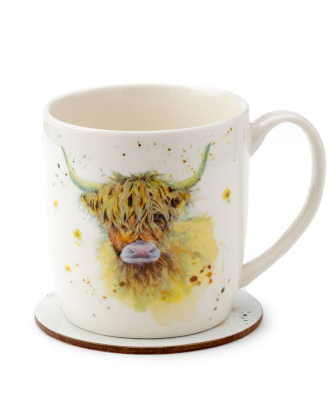 Porcelain Mug & Coaster Set - Jan Pashley Highland Coo Cow 🇬🇧