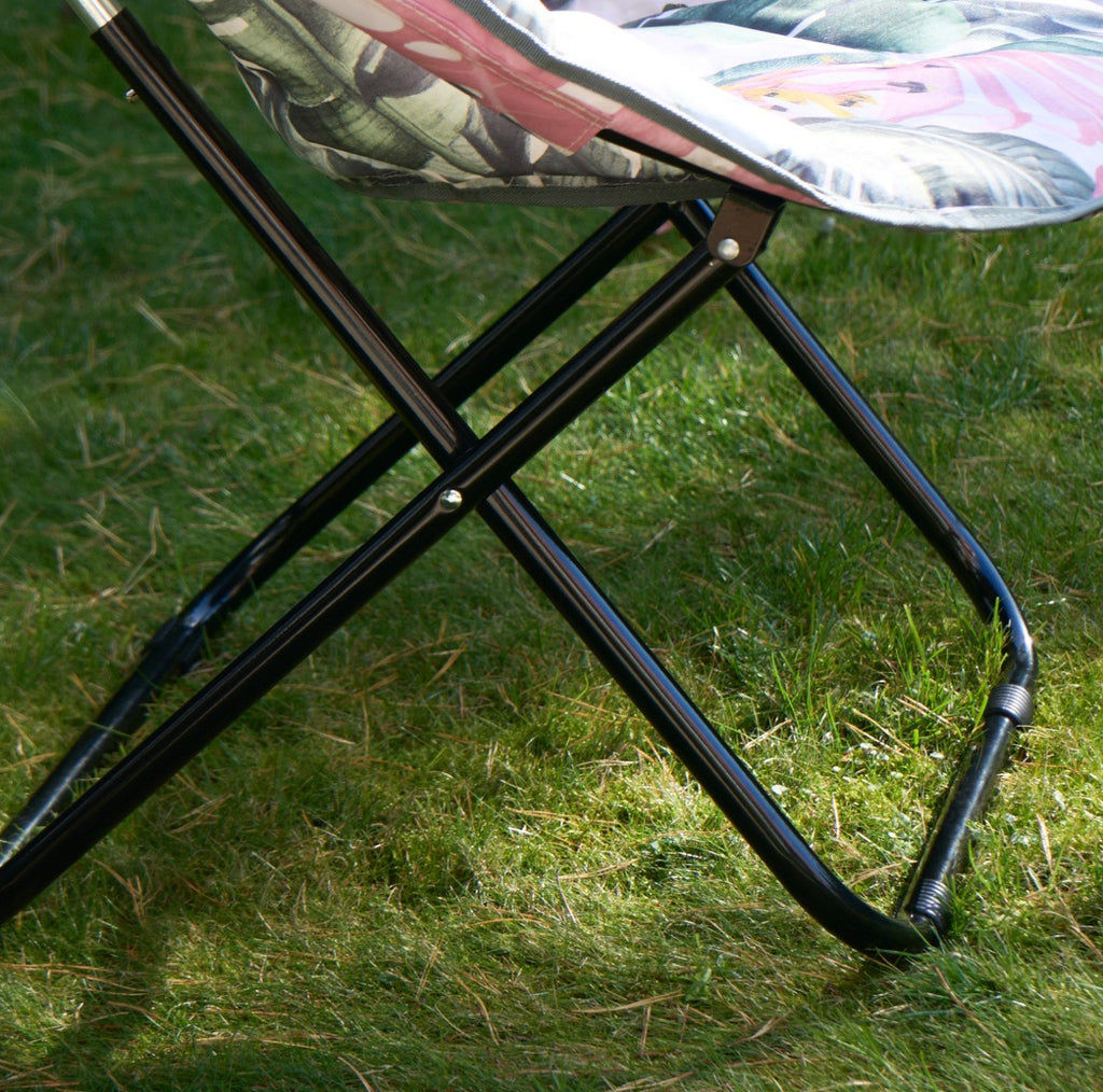 Foldable Tropical Print Moon Camping Chair - Green 🇬🇧
