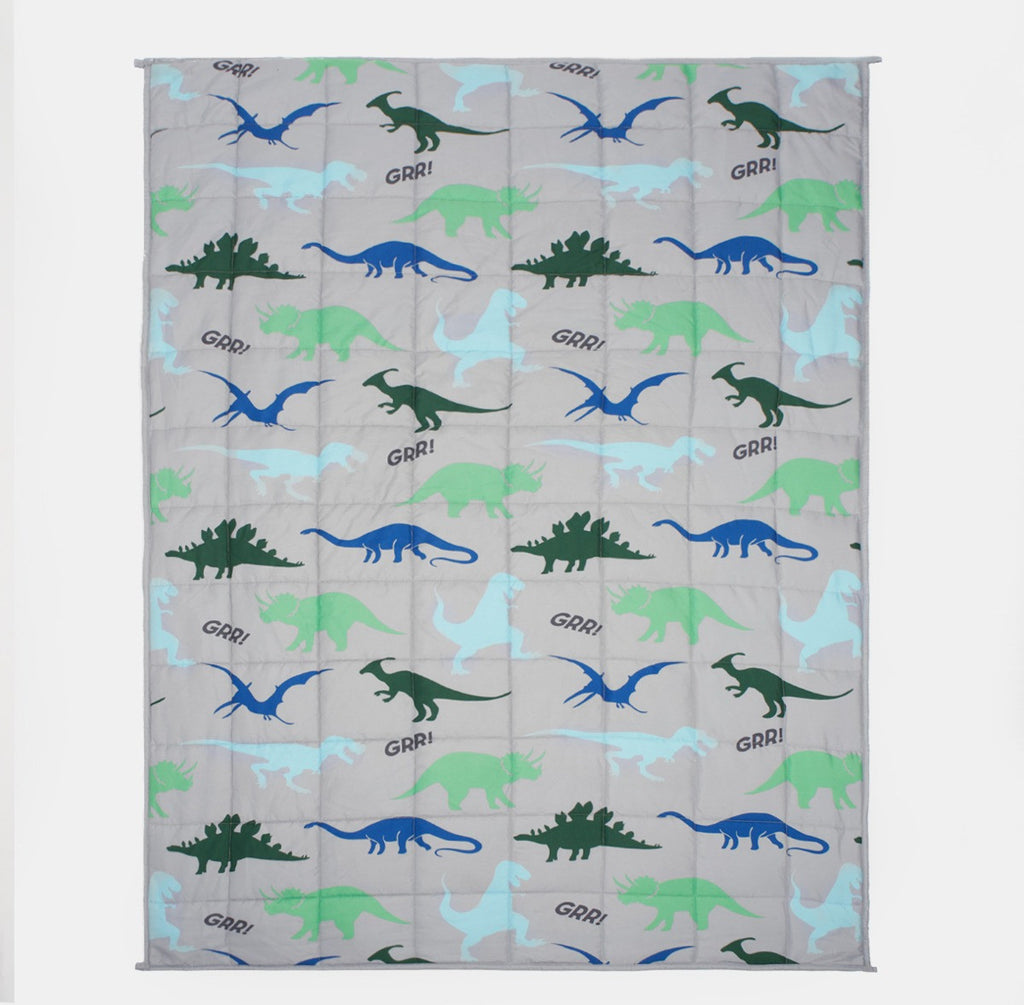 Kids Teddy Fleece Dinosaur Weighted Blanket, Grey - 3kg 🇬🇧