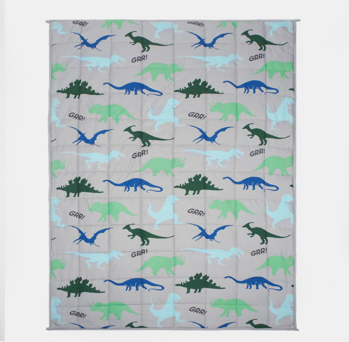 Kids Teddy Fleece Dinosaur Weighted Blanket, Grey - 3kg 🇬🇧