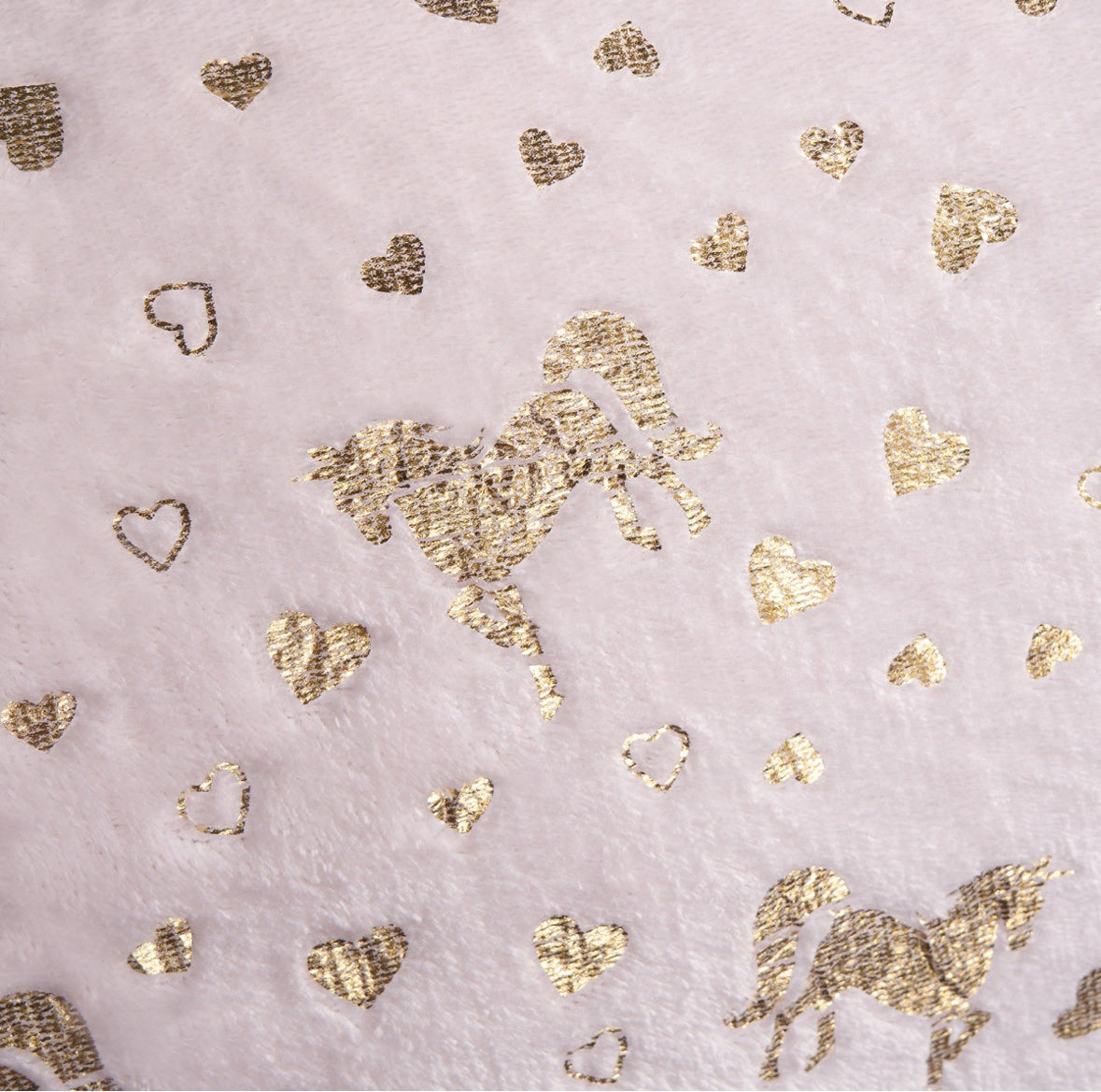 Metallic Heart & Unicorn Fleece Duvet Set - Pink 🇬🇧