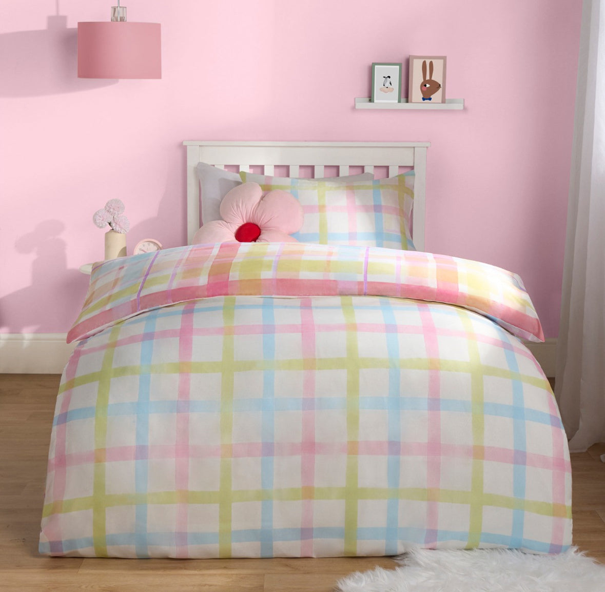 Bright Pastels Gingham Reversible Duvet Set - Multi 🇬🇧