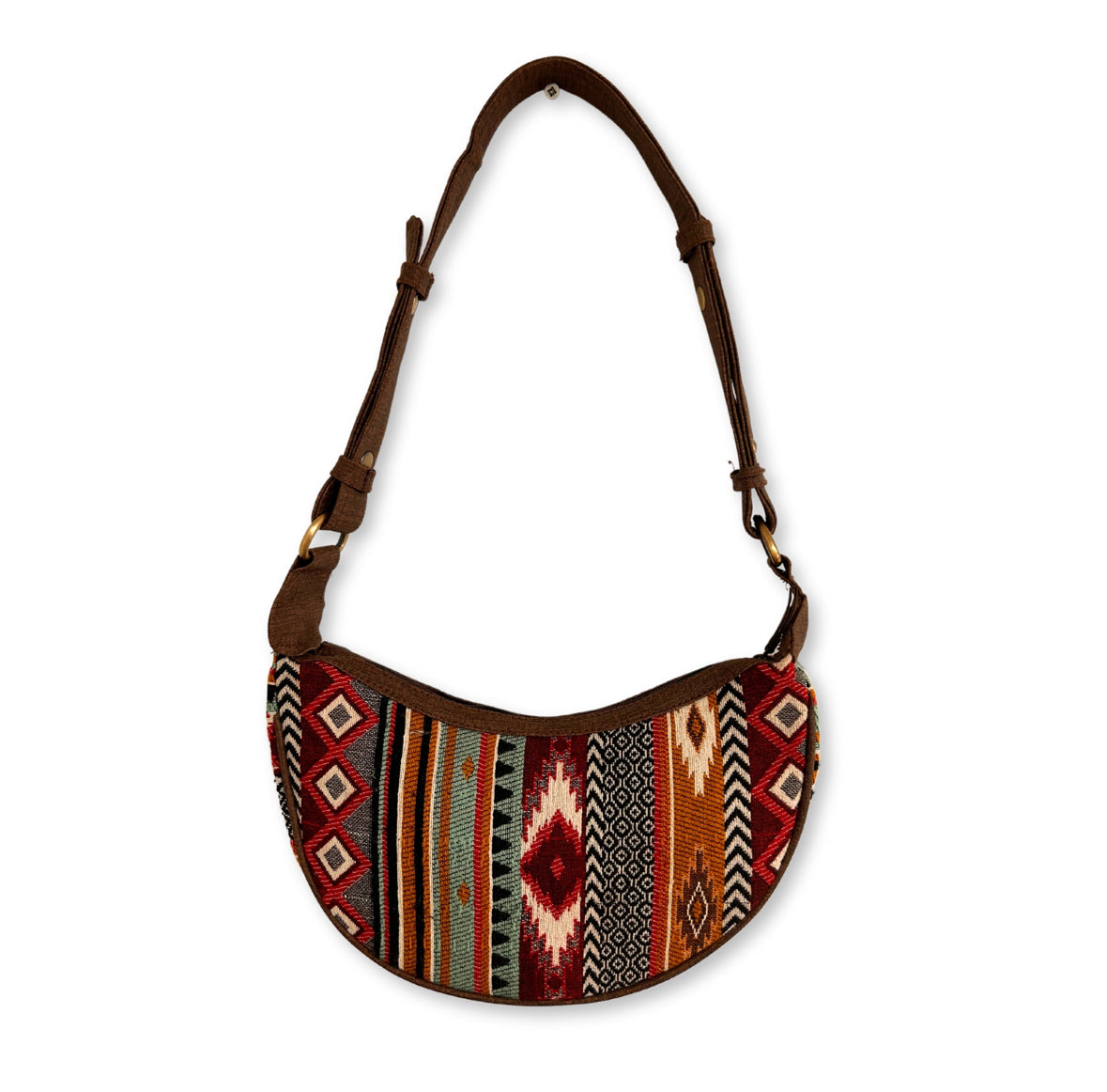 Jacquard Hobo Bag - Rich Browns (brown strap) 🇬🇧