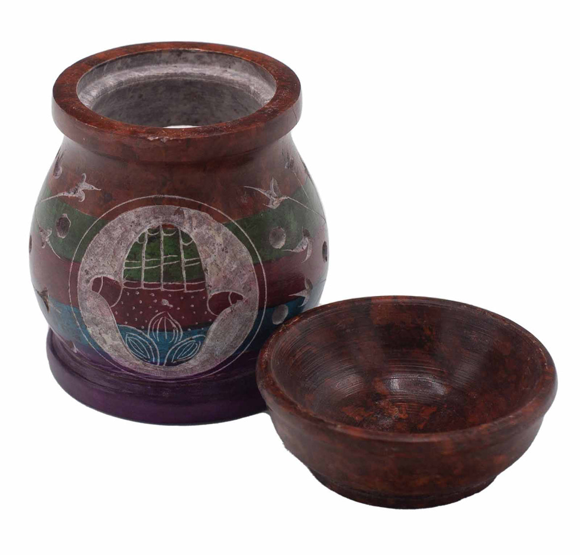 Soapstone Oil Burner 10cm - Hamsa - Five Colours 🇬🇧