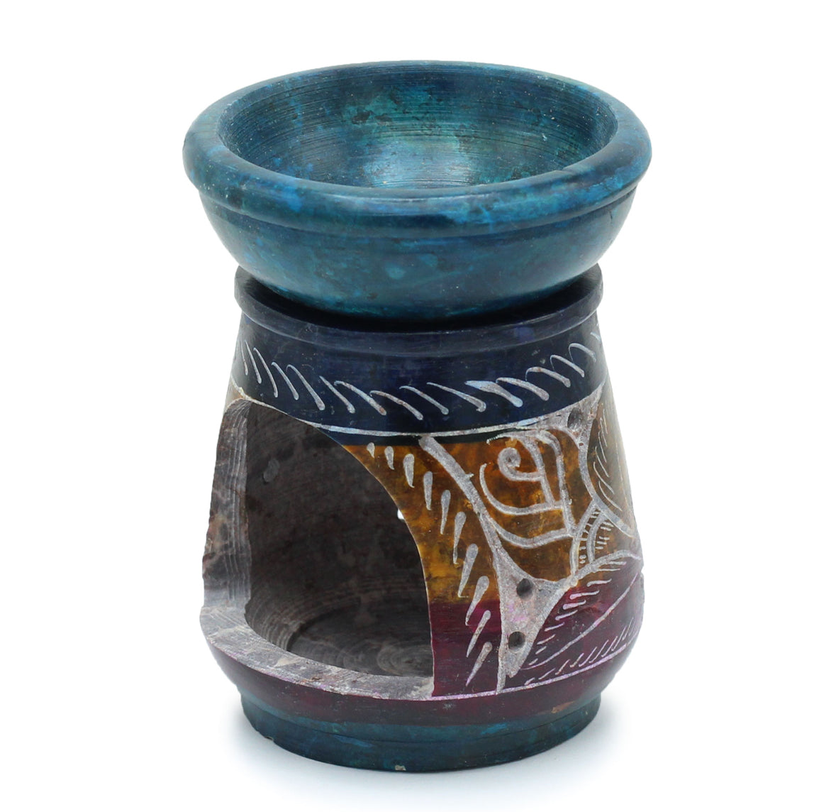 Small Coloured Soapstone Oil Burner 8cm - Flower 🇬🇧