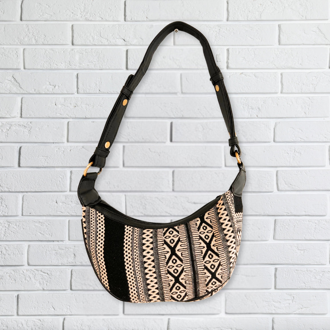 Jacquard Hobo Bag - Grey Metro (black strap) 🇬🇧