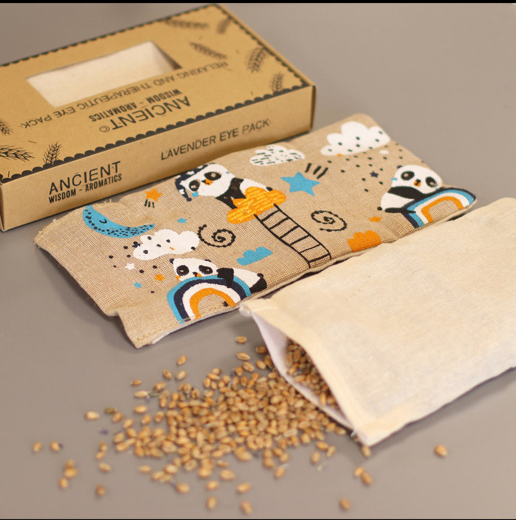 Lavender Natural Cotton and Juco Eye Pillow in Gift Box - Sleepy Panda 🇬🇧