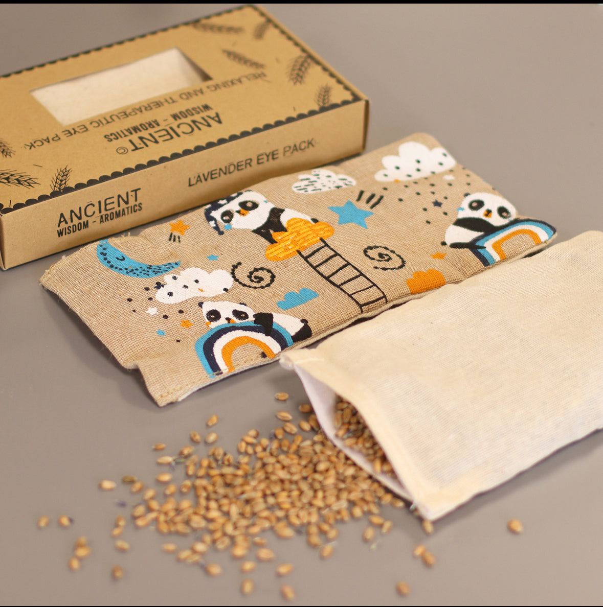 Lavender Natural Cotton and Juco Eye Pillow in Gift Box - Sleepy Panda 🇬🇧
