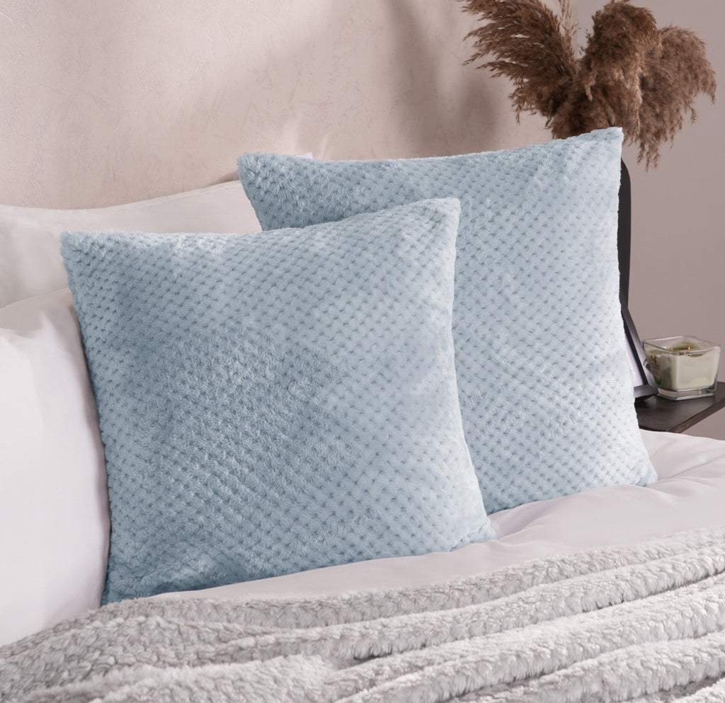 Waffle Fleece Cushion Covers - Blue 2 pack 🇬🇧