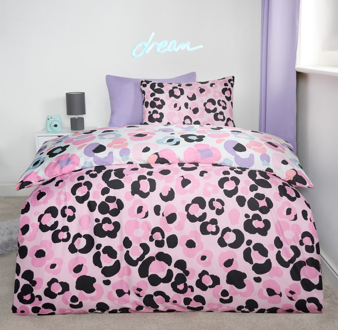 Leopard Print Duvet Cover Set - Pink 🇬🇧